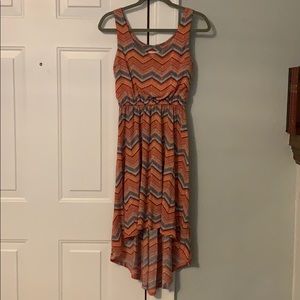 Peach Folk Chevron High Low Dress - Medium